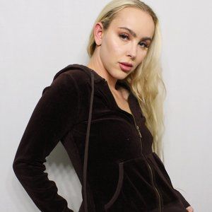 Brown Velvet Zip Up Jacket